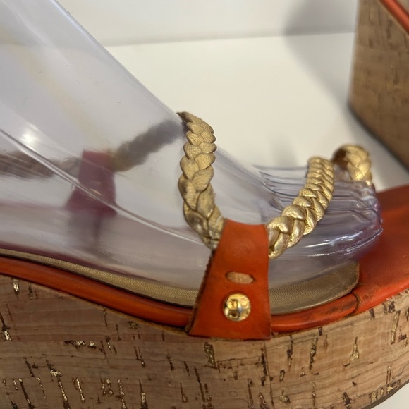 Kate Spade Women's Orange and Gold Bali Wedges Size 9 - Picture 8 of 14